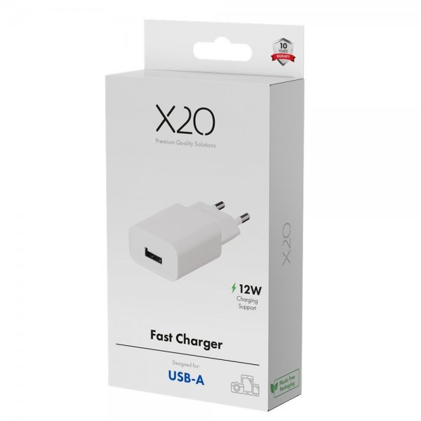 X2O Laddare 12W USB-A Vit