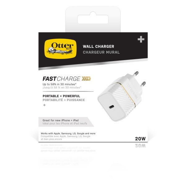 Otterbox Mobilladdare 20W USB-C PD Cloud Dust White