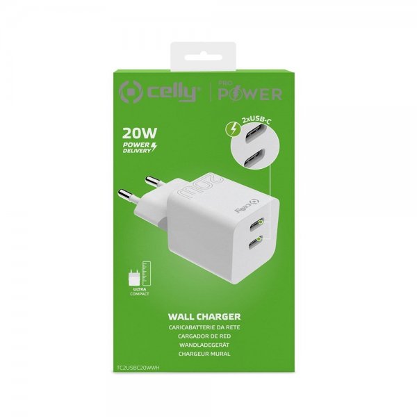 Celly Laddare 2xUSB-C 20W Vit