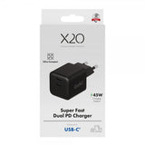 X2O Laddare 45W Dubbel USB-C/USB-C GaN Svart