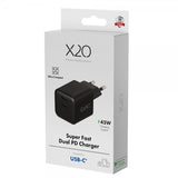 X2O Laddare 45W Dubbel USB-C/USB-C GaN Svart