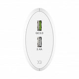 Xqisit Laddare 5.4A 2 x USB-A QC 3.0 30W Vit