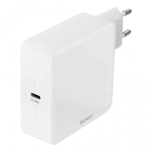 Deltaco Laddare 65W USB-C PD Vit