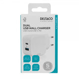 Deltaco Laddare Dual USB Wall Charger