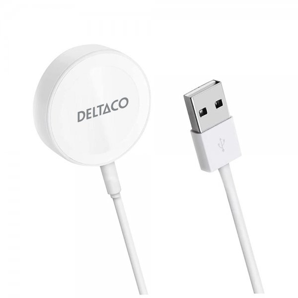 Deltaco Laddare för Apple Watch USB-A 1m Vit