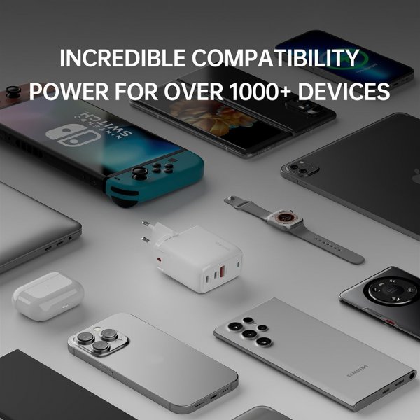 4smarts Laddare GaN Flex 65W 2 USB-C+1 USB-A