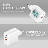 4smarts Laddare GaN Flex 65W 2 USB-C+1 USB-A