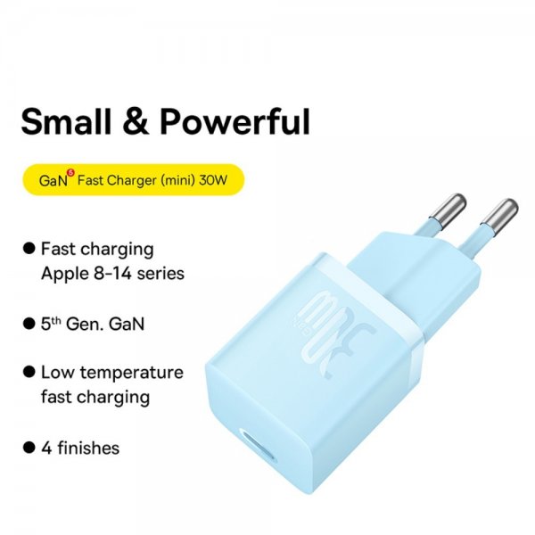 Baseus Laddare GaN5 Fast Charger Mini 30W Blå