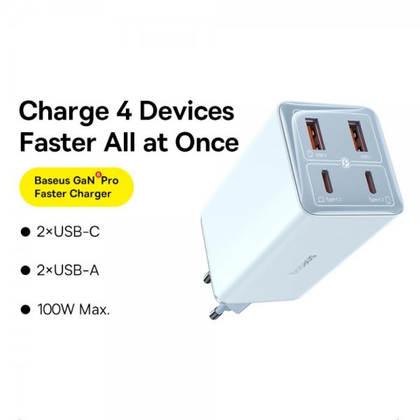 Baseus Laddare GaN6 Pro Fast Charger 100W Galaxy Blue