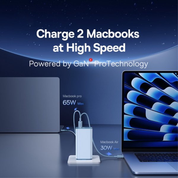 Baseus Laddare GaN6 Pro Fast Charger 100W Galaxy Blue