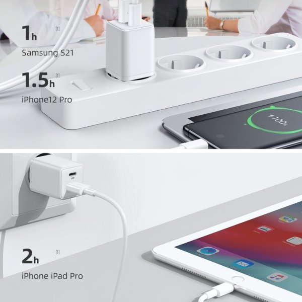 Joyroom Laddare JR-QP303 USB-C+USB-A 30W