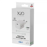 X2O Laddare med Kabel 1.2m 20W USB-C GaN Vit