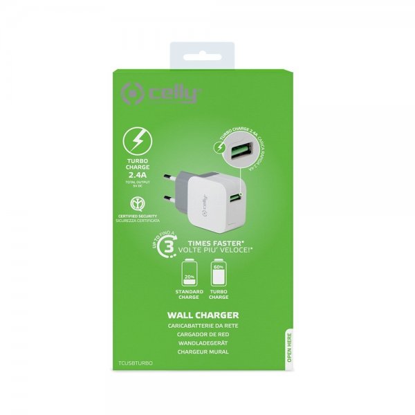 Celly Laddare TCUSBTURBO USB-A 12W Vit