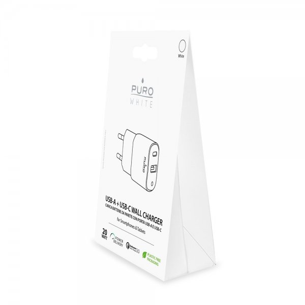 Puro Laddare USB-A + USB-C Wall Charger 20W