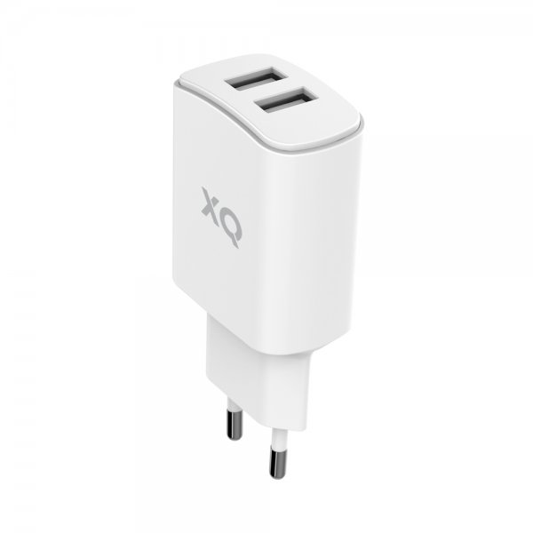 Xqisit Laddningsadapter med två USB-A uttag 4.8A Vit