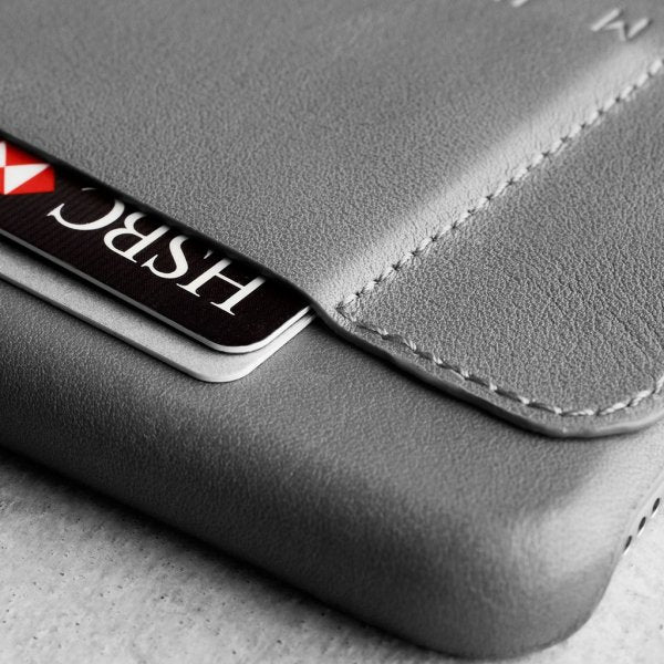 Mujjo iPhone 6/6S Plus Skal Full Leather Wallet Case Grå