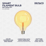 Deltaco Smart Home LED-lampa Filament E27 WiFi G125 5.5W