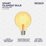 Deltaco Smart Home LED-lampa Filament E27 WiFi G95 5.5W