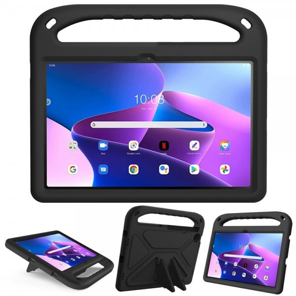 Lenovo Tab M10 Plus (3rd Gen) TB125 TB128 Skal för Barn Stativfunktion Svart