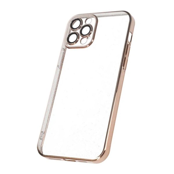 iPhone 12 Pro Skal Glitter Transparent Stöttåligt Guld