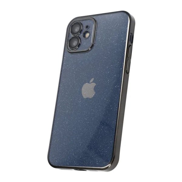 iPhone 12 Skal Glitter Transparent Stöttåligt Svart