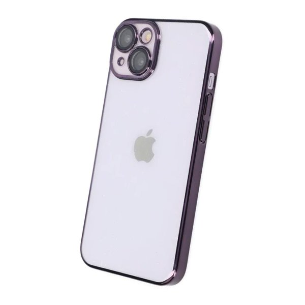 iPhone 15 Skal Glitter Transparent Stöttåligt Lila