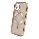 iPhone 11 Skal Glitter Transparent MagSafe Guld