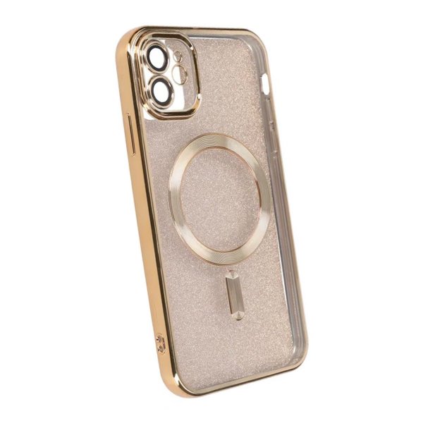 iPhone 11 Skal Glitter Transparent MagSafe Guld