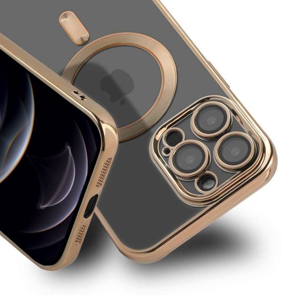 iPhone 12 Pro Max Skal Glitter Transparent MagSafe Guld