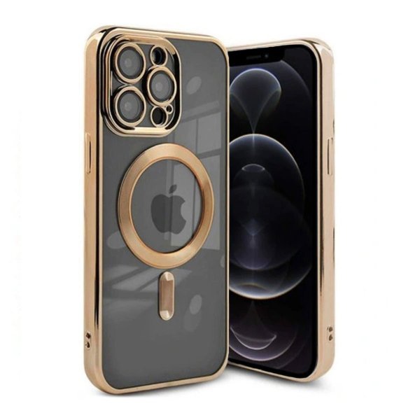 iPhone 12 Pro Max Skal Glitter Transparent MagSafe Guld