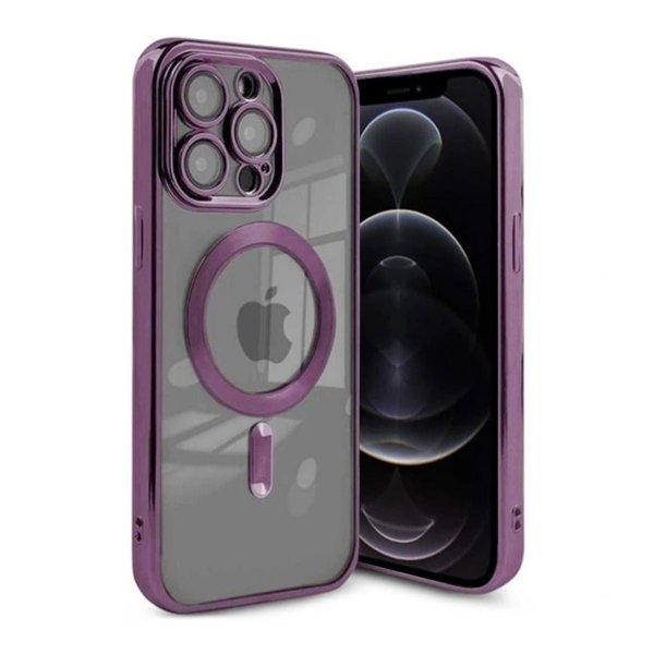 iPhone 12 Pro Max Skal Glitter Transparent MagSafe Lila