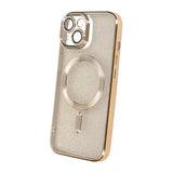 iPhone 13 Skal Glitter Transparent MagSafe Guld