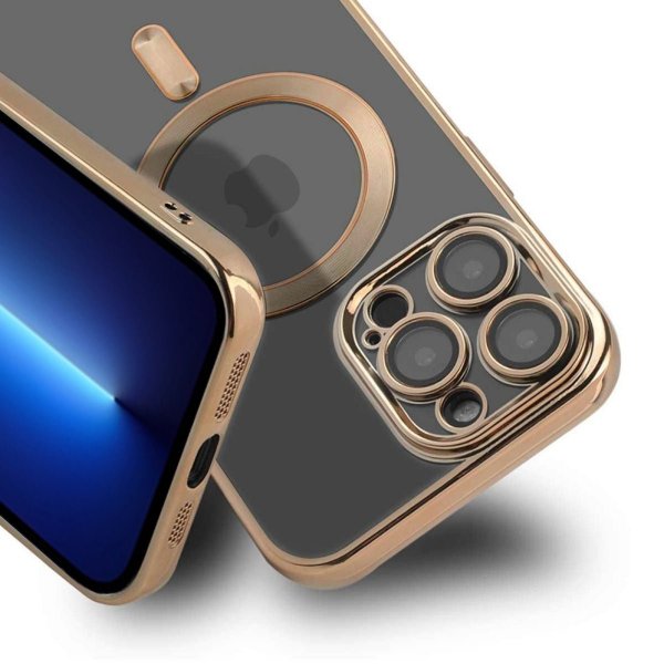 iPhone 13 Pro Max Skal Glitter Transparent MagSafe Guld