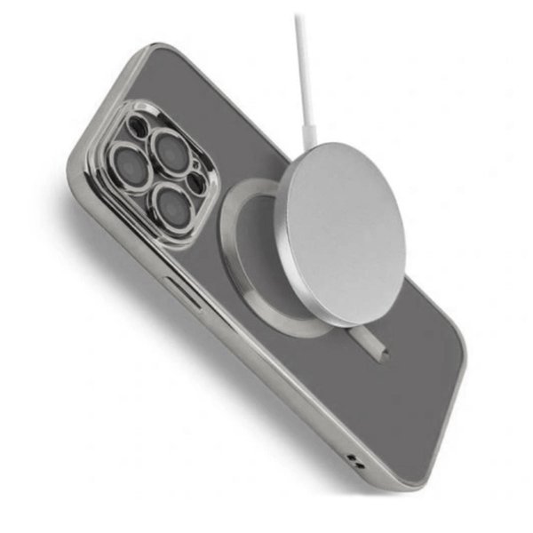 iPhone 13 Pro Max Skal Glitter Transparent MagSafe Silver