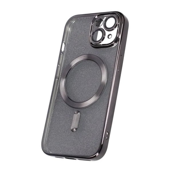iPhone 14 Skal Glitter Transparent MagSafe Svart