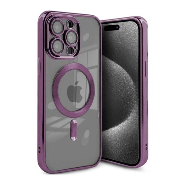 iPhone 15 Pro Max Skal Glitter Transparent MagSafe Lila