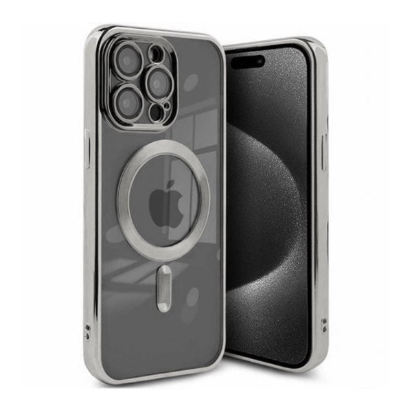 iPhone 15 Pro Max Skal Glitter Transparent MagSafe Silver