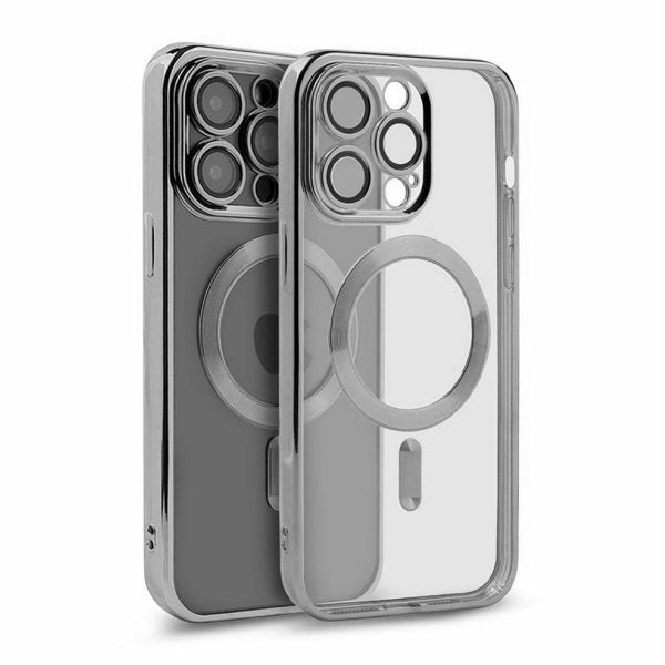iPhone 15 Pro Max Skal Glitter Transparent MagSafe Silver