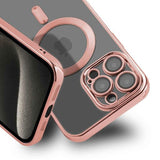 iPhone 15 Pro Skal Glitter Transparent MagSafe Rosa