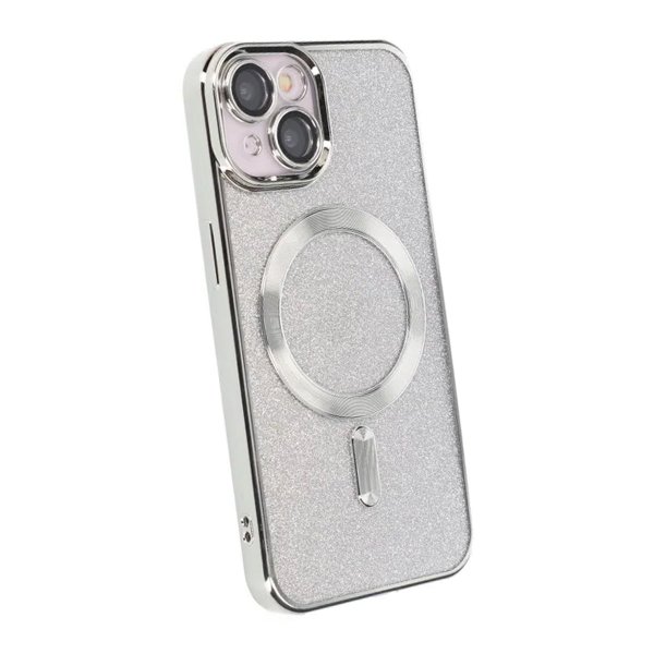 iPhone 15 Skal Glitter Transparent MagSafe Silver