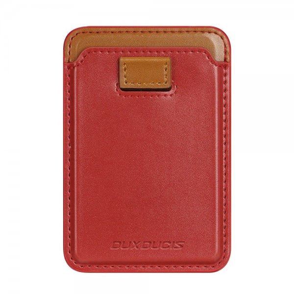 Dux Ducis MagSafe Korthållare Magnetic Leather Wallet Röd