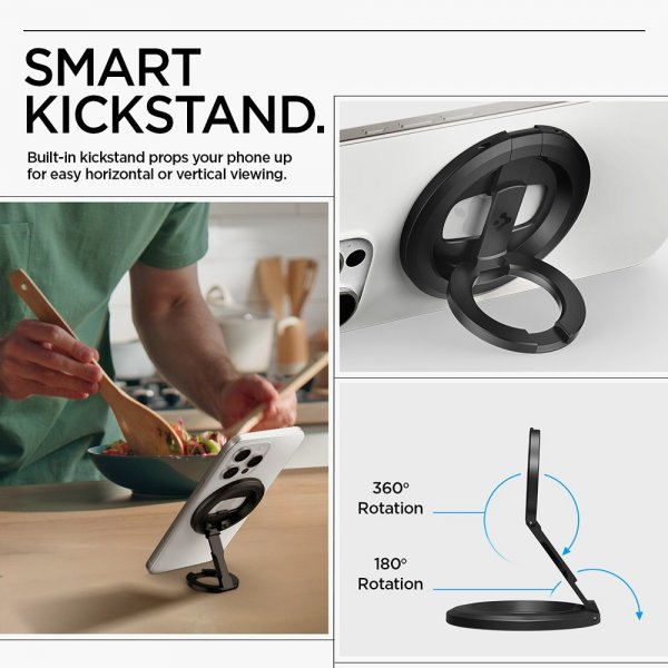 Spigen MagSafe O-Mag Mobilhållare med Stativ Mag Fit Svart
