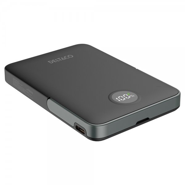 Deltaco MagSafe Powerbank med Stativ 5000 mAh 20W Svart