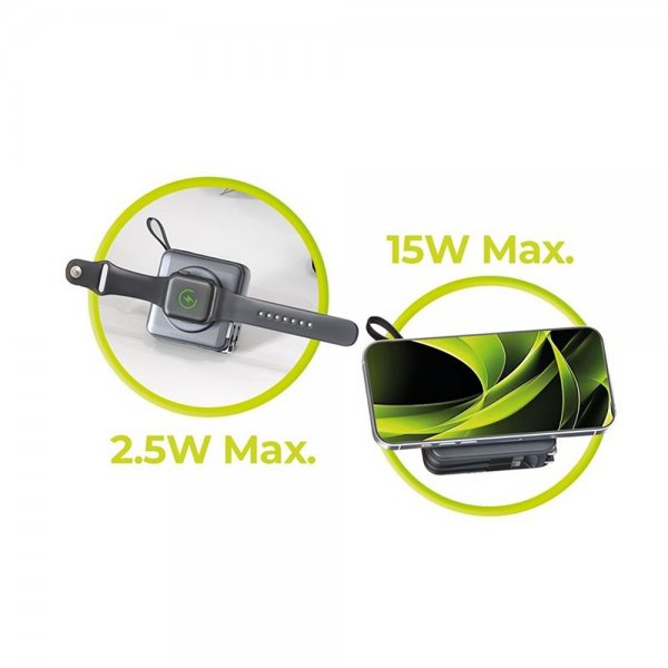 Mobile Origin MagSafe-powerbank/Reseladdare Inbyggda kablar/Apple Watch-laddning Grå