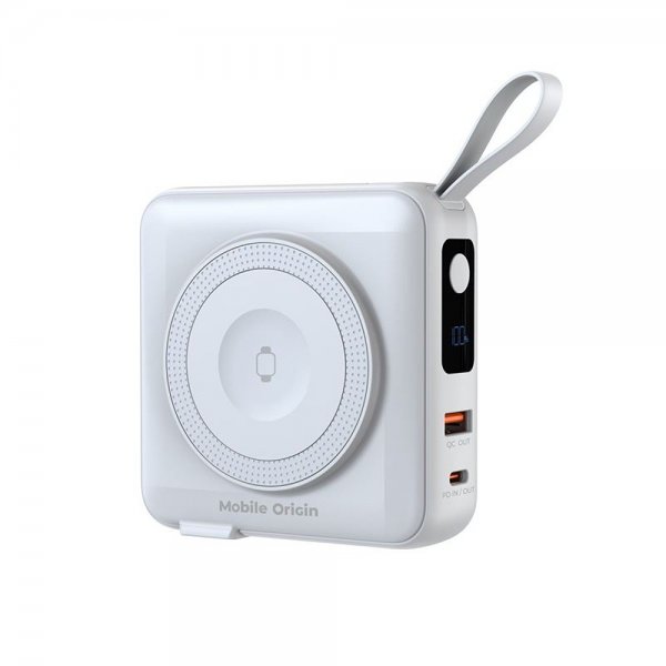 Mobile Origin MagSafe-powerbank/Reseladdare Inbyggda kablar/Apple Watch-laddning Vit