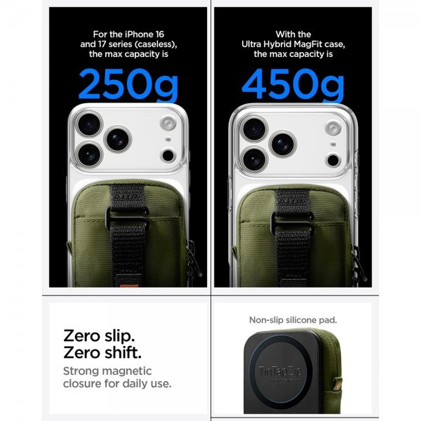 Spigen MagSafe Väska Portable Organizer Pouch Snap Zip MagFit Olive Green