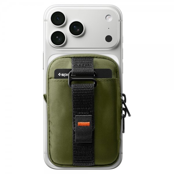 Spigen MagSafe Väska Portable Organizer Pouch Snap Zip MagFit Olive Green
