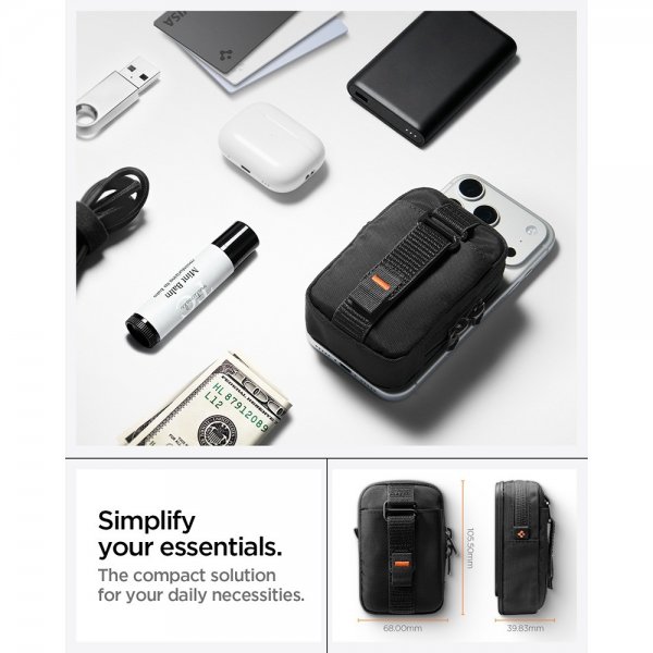Spigen MagSafe Väska Portable Organizer Pouch Tintap Zip MagFit Svart