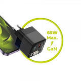 Mobile Origin Laddare med Display GaN 65W inbyggd USB-C Kabel