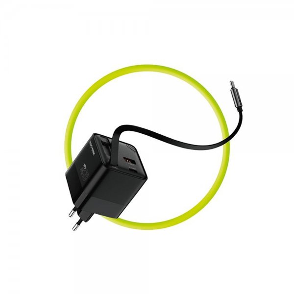 Mobile Origin Laddare med Display GaN 65W inbyggd USB-C Kabel